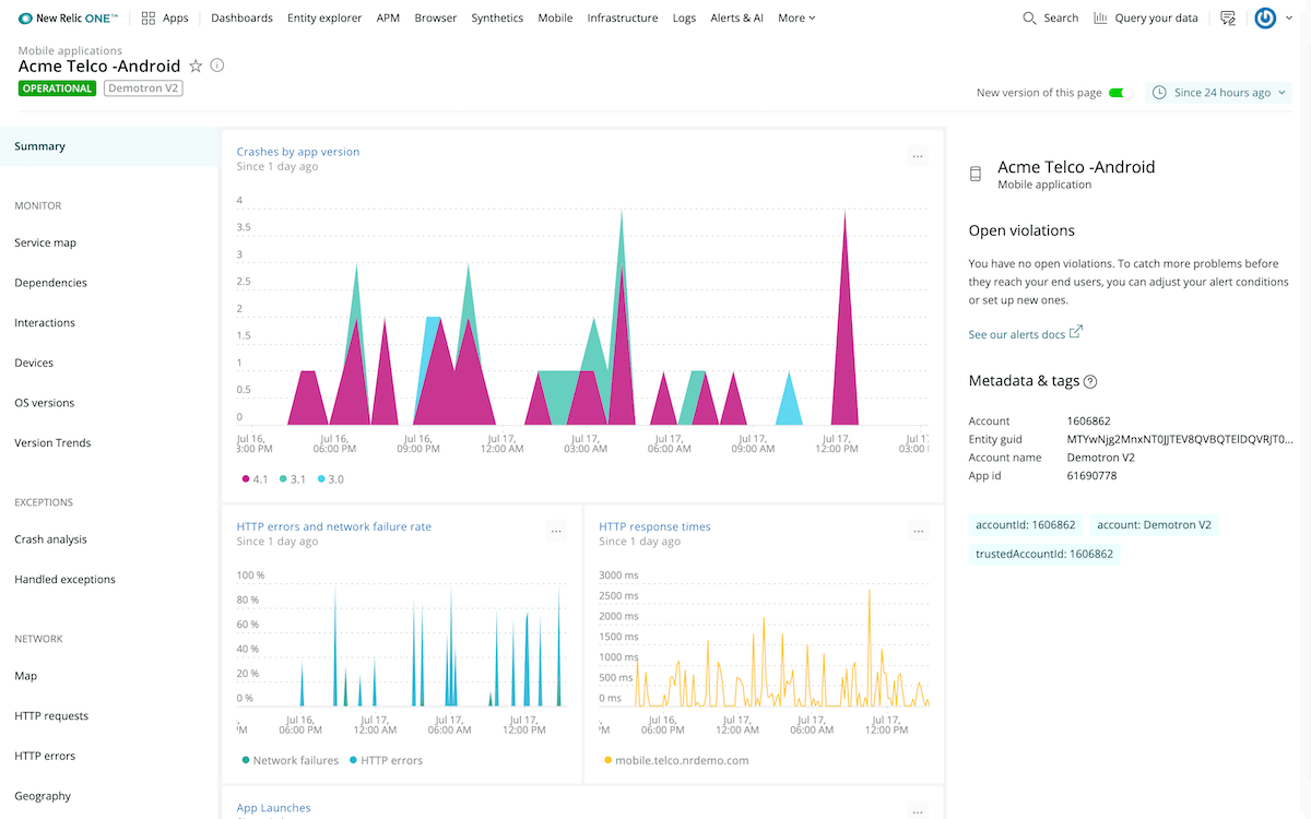 new relic mobile