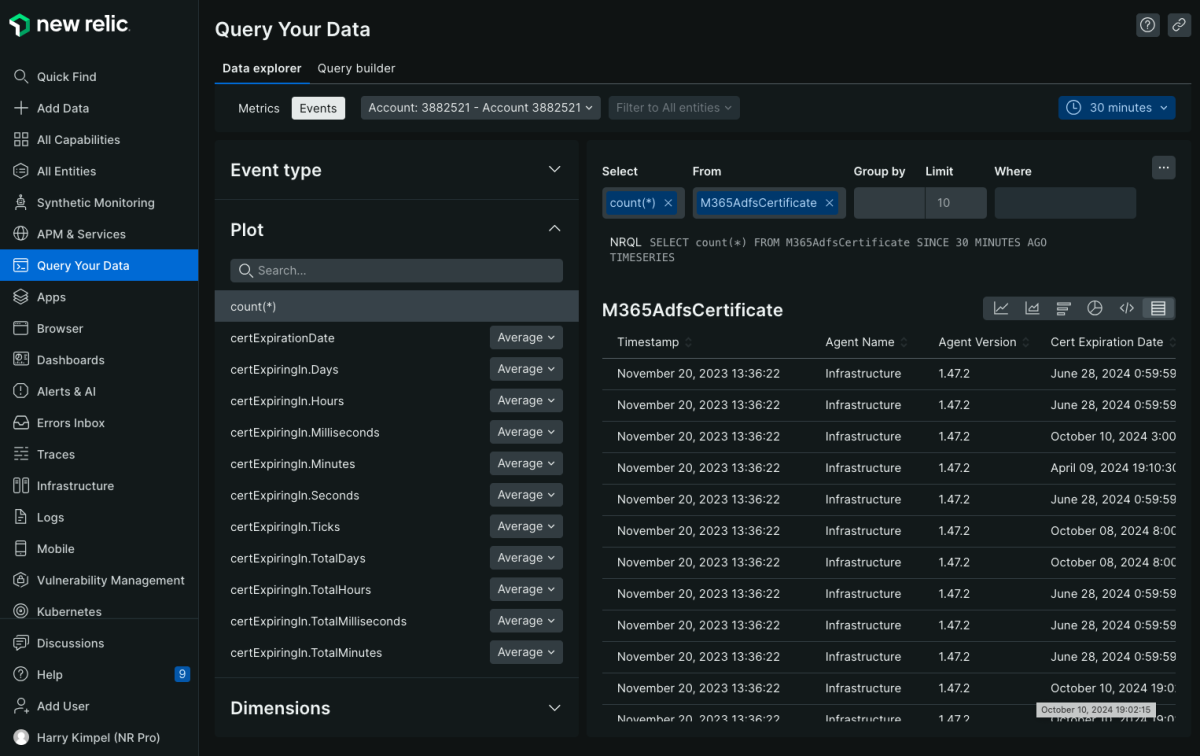 m365 adfs cert nr data explorer