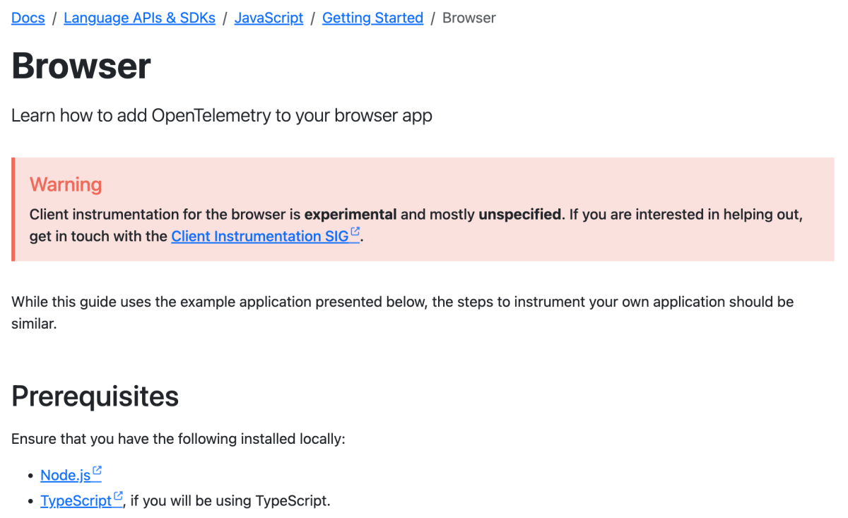 OpenTelemetry real user monitoring