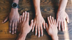 A variety of hands from people of different races