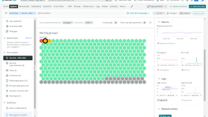 La UI de New Relic Explorer muestra grupos de alertas en los servicios de APM.