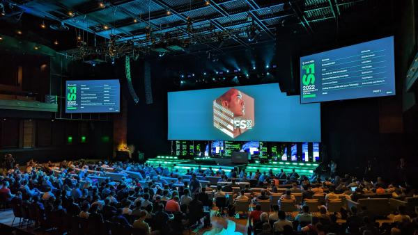 Stage at FutureStack awaiting keynote speakers