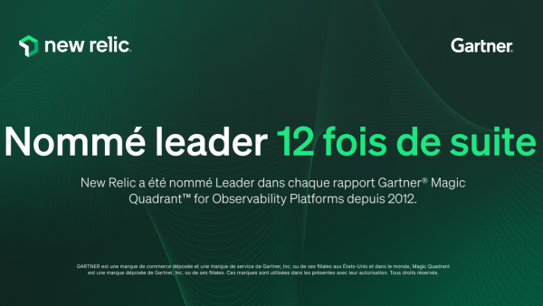 Nommé Leader 12 fois de suite ; New Relic a été nommé Leader dans chaque rapport Gartner Magic Quadrant for Observability Platforms depuis 2012.