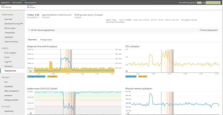 New Relic product screen capture