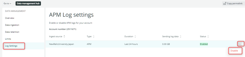 APM Log Setting