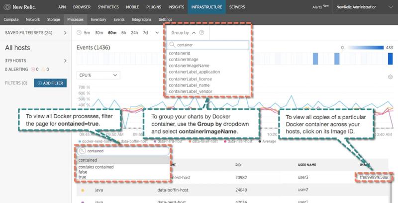 the navigation in New Relic Infrastructure