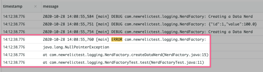 individual log entry example