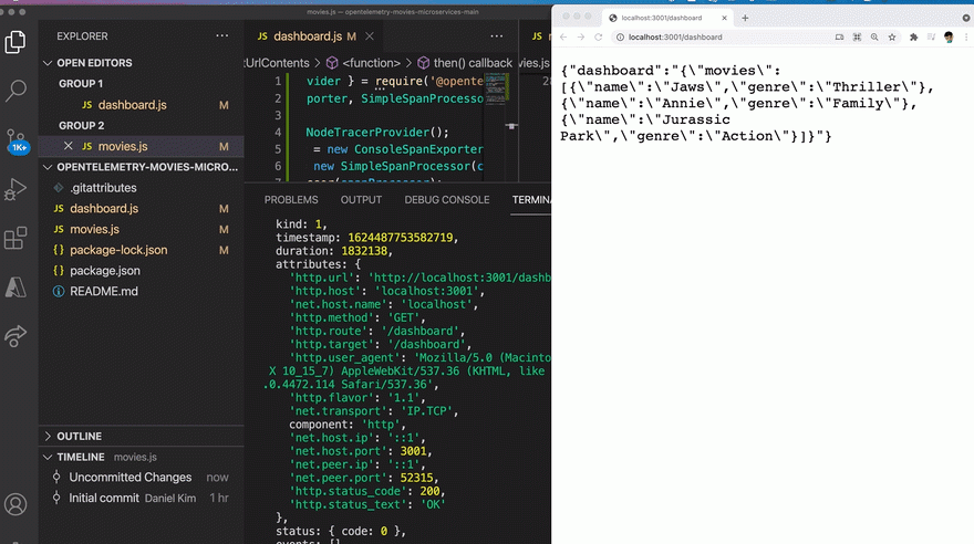 Dashboard Example OpenTelemetry