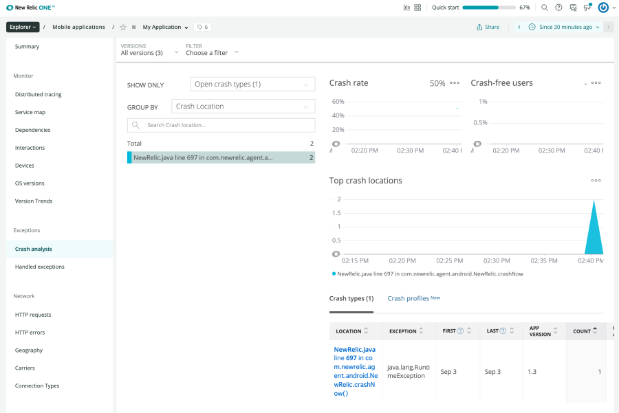 New Relic product screen capture