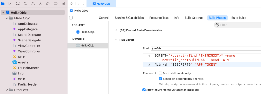 objc add runscript code