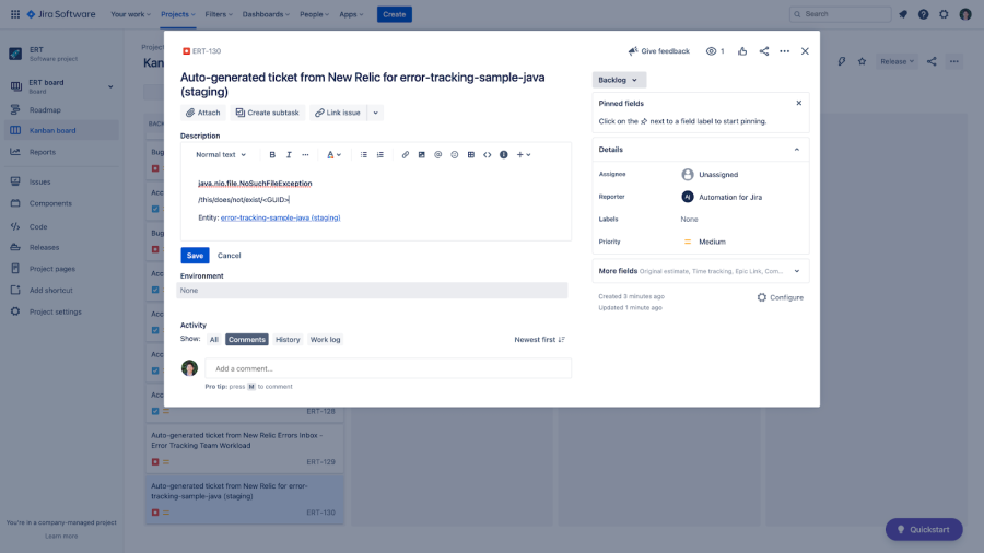 Errors Inbox notifications in Jira