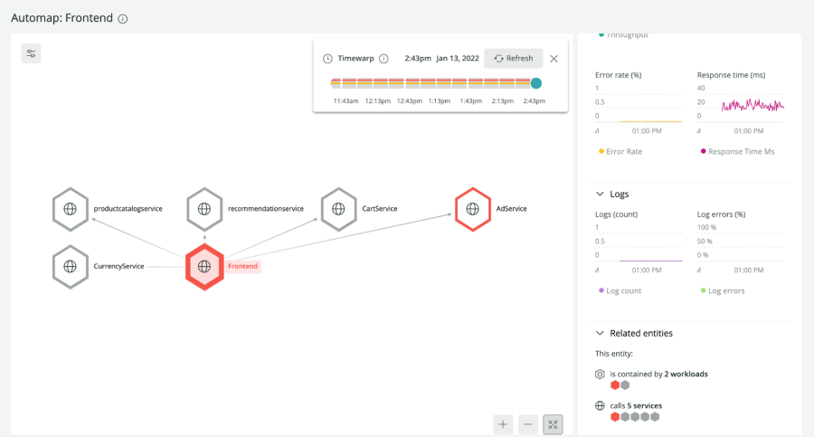 User interface for Automap of a frontend