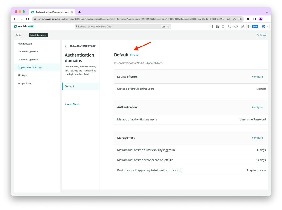 rename authentication domain name