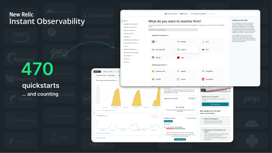 New Relic Instant Observability: integration quickstarts