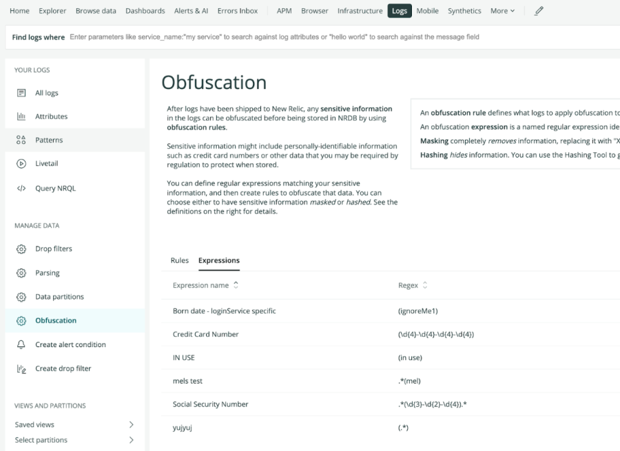 UI for Logs Obfuscation