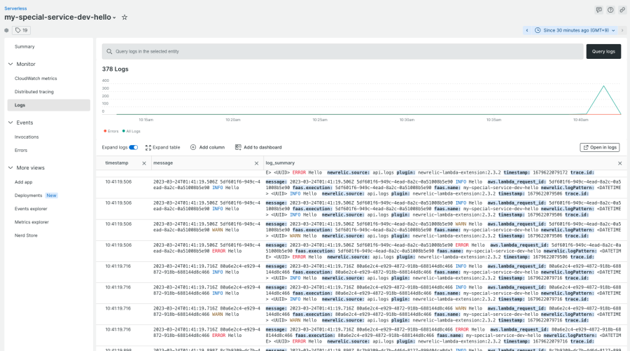 Lambda関数から出力されたログデータを確認する