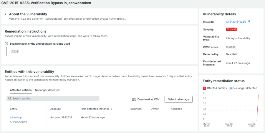 Viewing a CVE in Vulnerability Management