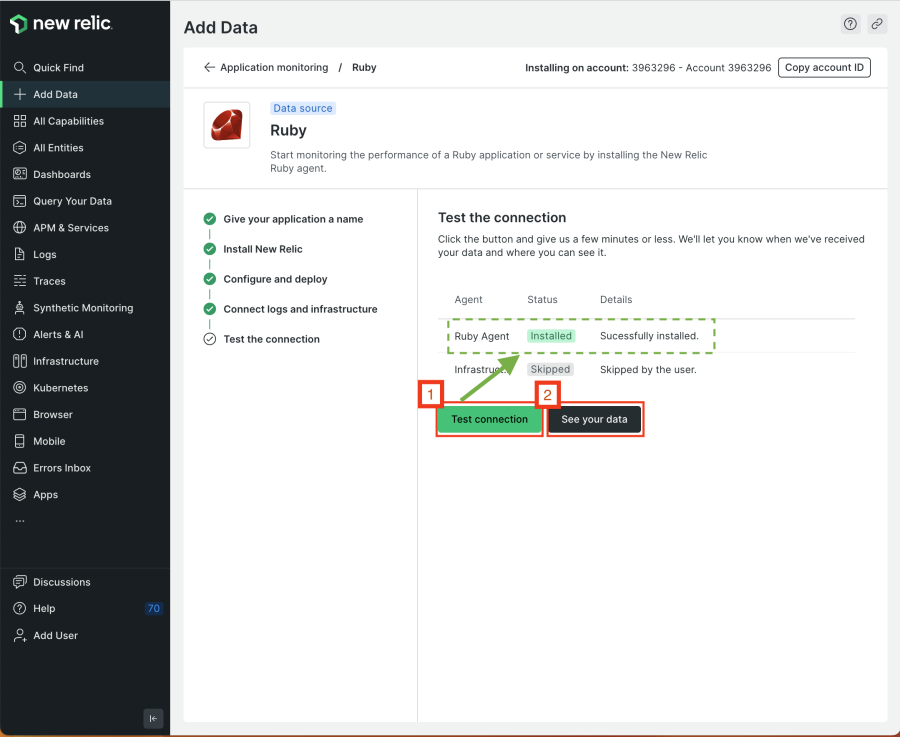 1st-step-guide ruby test connection