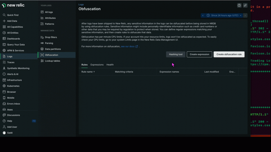 Demonstration on how to create an obfuscation rule.