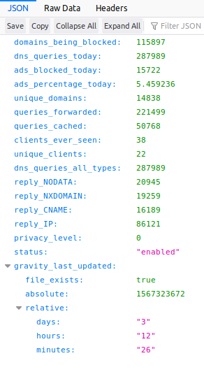 JSON output in "pretty" format