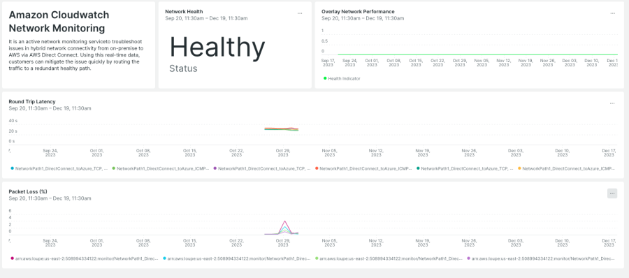 アクティブなネットワーク監視を示すNew Relic ダッシュボード