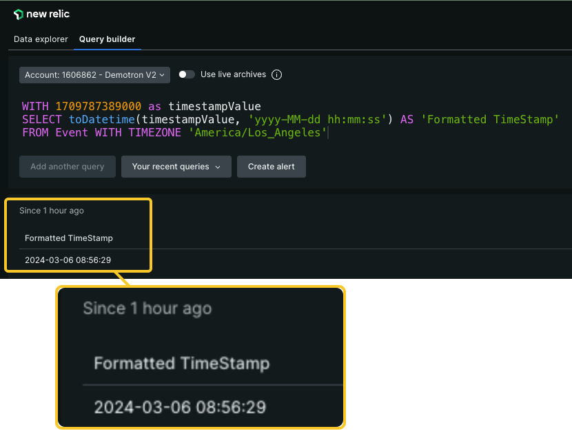 NRQL Datetime WITH Clause