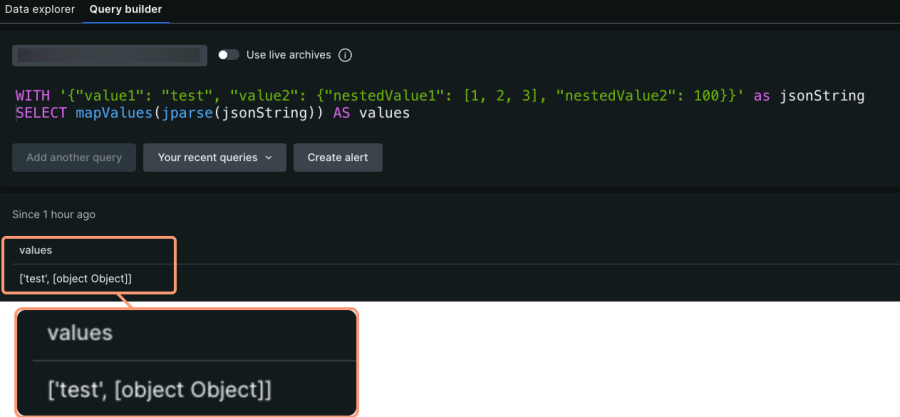 NRQL mapvalues nested