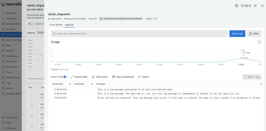 OTel errors logs