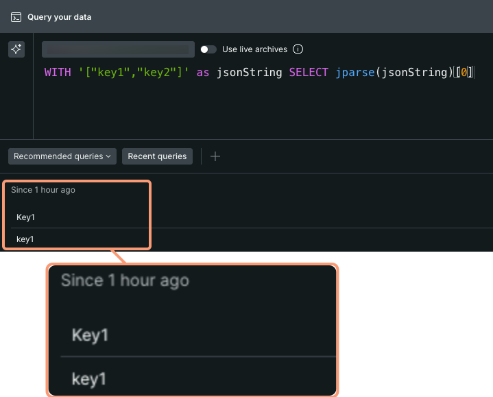 NRQL jparse array