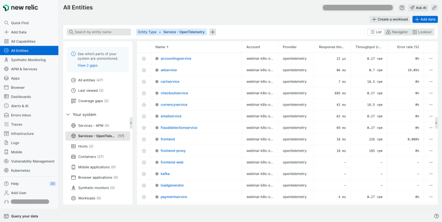 Skyscanner New Relic dashboard