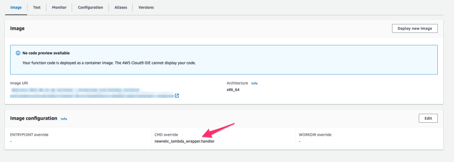 Lambda image configuration