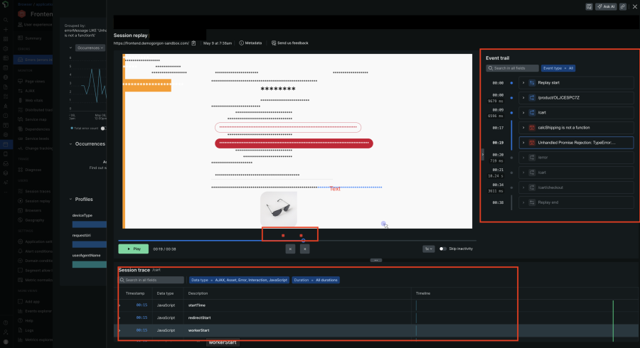 Errors in Session Replay