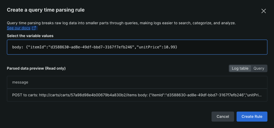 Create parsing rule