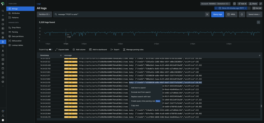 Query time parsing option