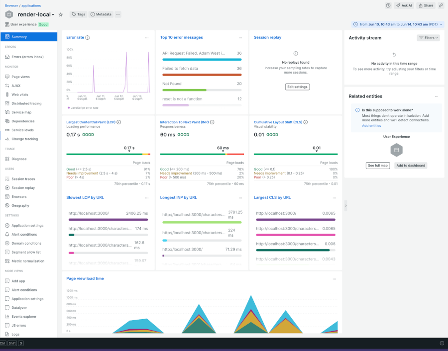 browser view showing client side next.js data