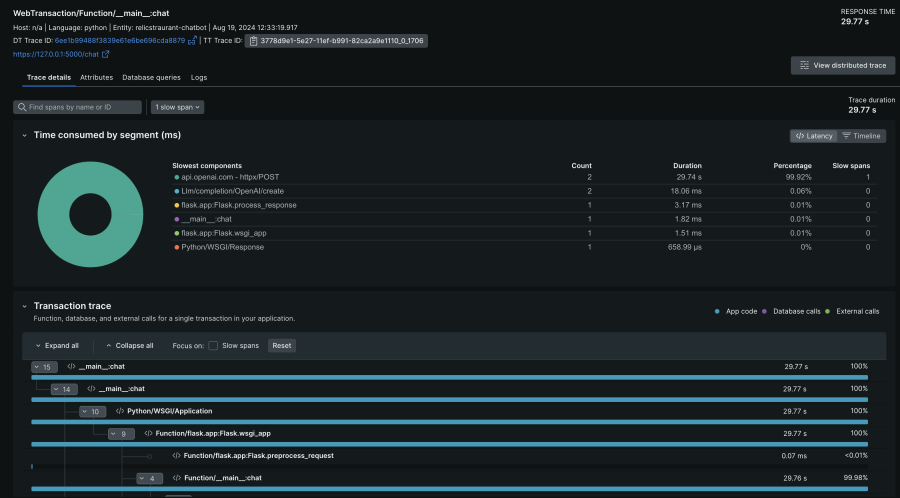 slow responses trace details