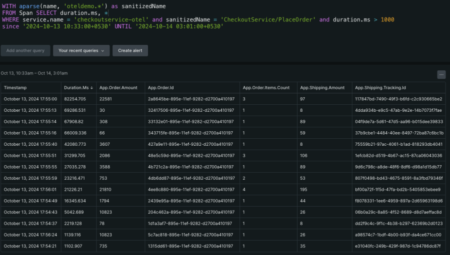 spans with a duration greater than 1 second