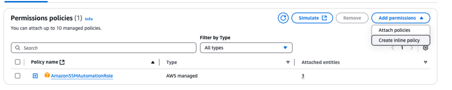 Permission policy menu