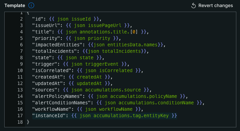 instanceID with populated entityKey added to line 17 of this payload.