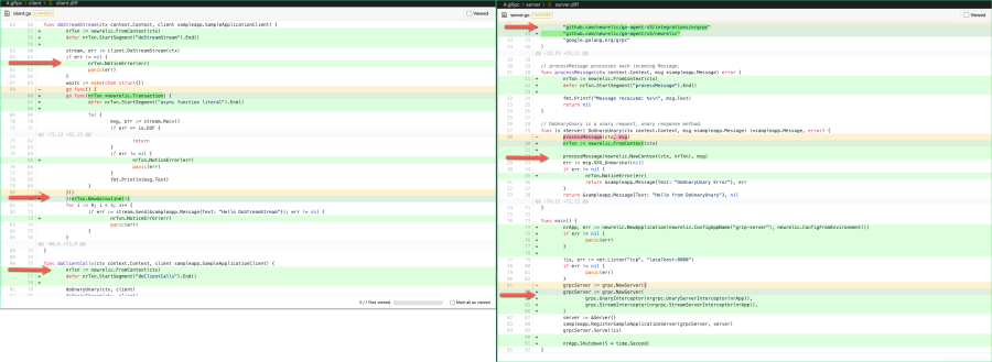 Client and server instrumented