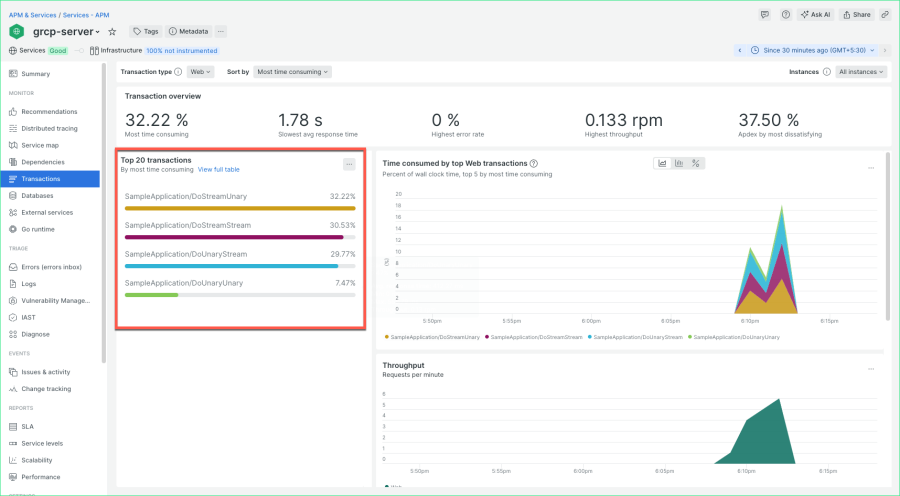 gRPC Server Instrumentation in New Relic