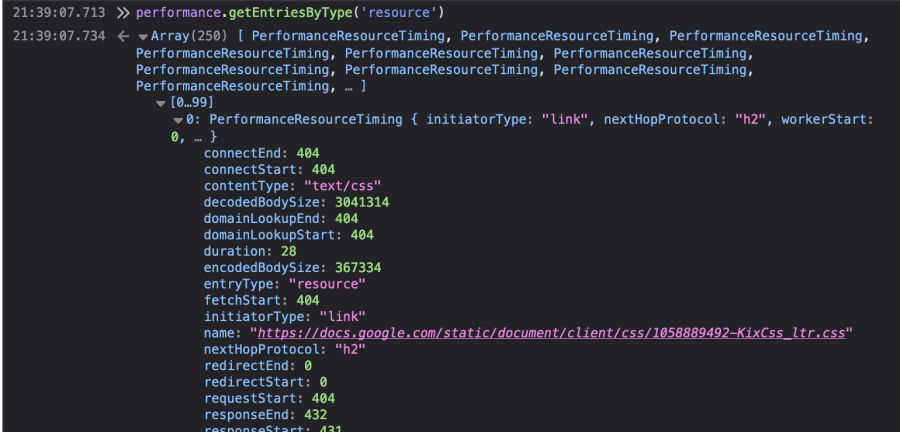 PerformanceResourceTiming API metadata