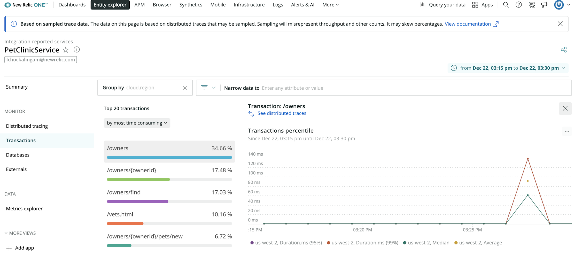 screenshot showing time-consuming transactions