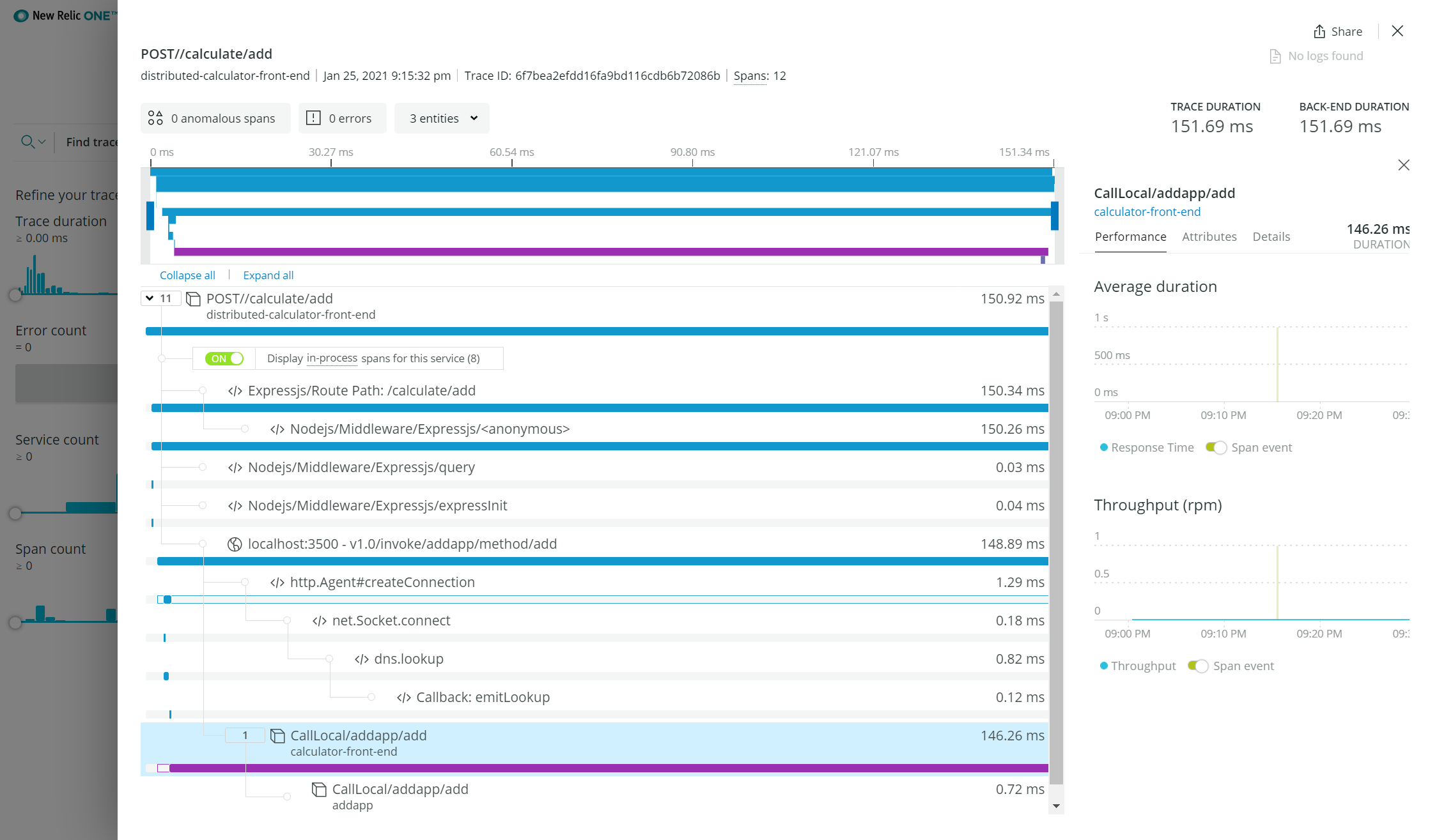 distributed tracing screenshot